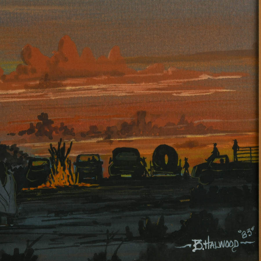 Signed Benson Halwood Southwest Landscape Watercolor and Gouache on Paper-3