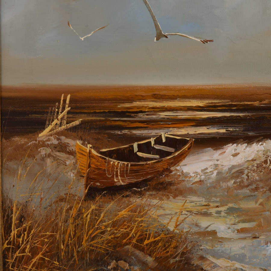 Framed Seascape Oil on Canvas Signed by Engel-2
