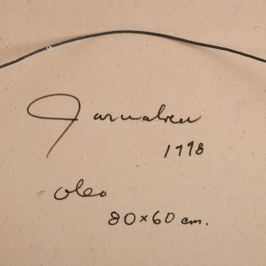 Surrealist Celestial Tree Acrylic Painting Attributed to Jorge Garcia Abreu-6