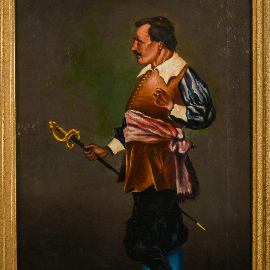 Framed Cavalier's Portrait Oil on Canvas Signed A. Arago 1906-2