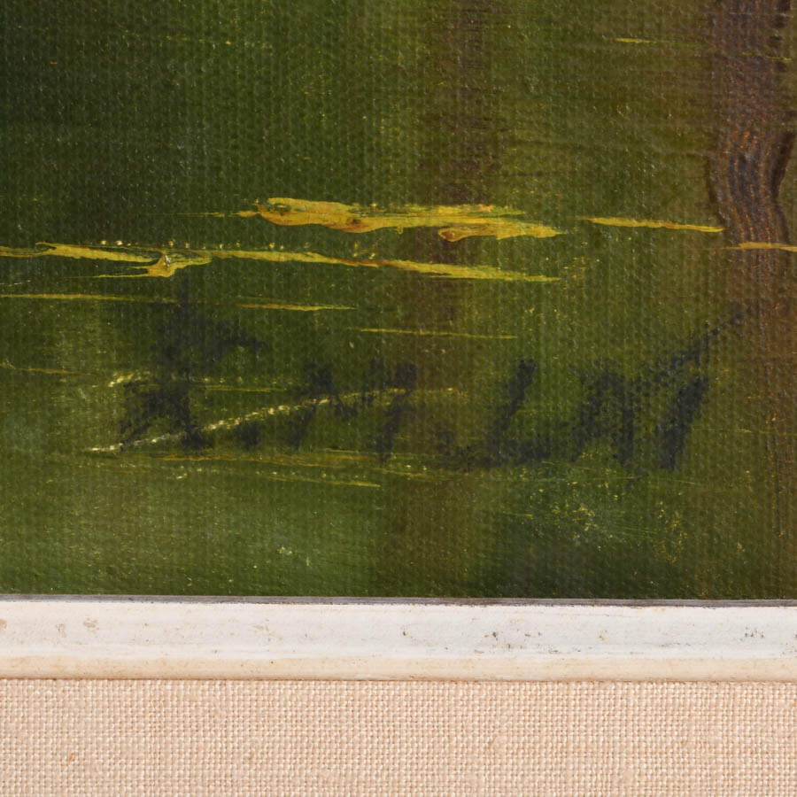 Framed Lakescape Oil on Canvas Signed by the Artist-5