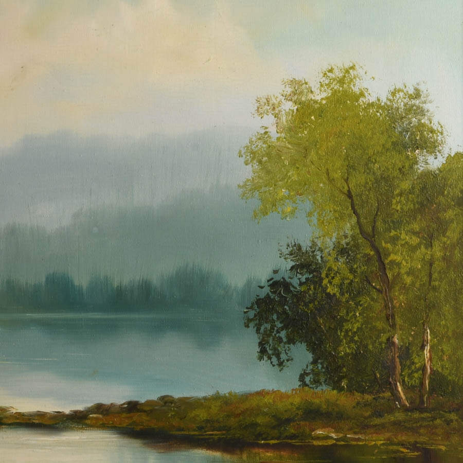 Framed Lakescape Oil on Canvas Signed by the Artist-3