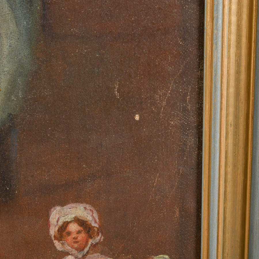 Framed Portrait of Two Children Oil on Linen Over Board Signed Mator A.-4