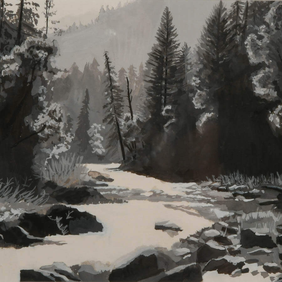 Winter Landscape Mixed Media Painting-2