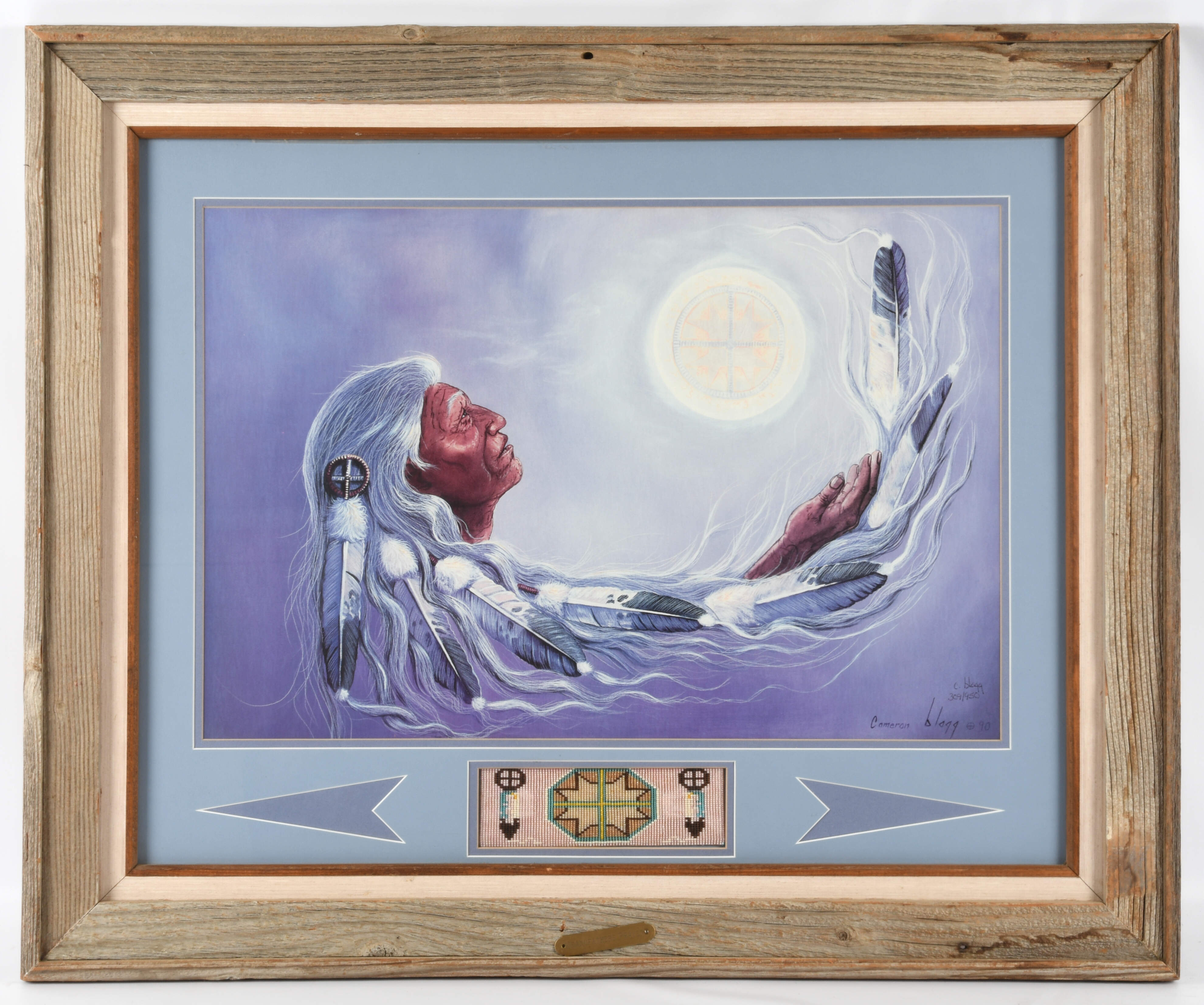 Framed Signed Cameron Blagg "Grandfather's Prayer" Lithograph-1