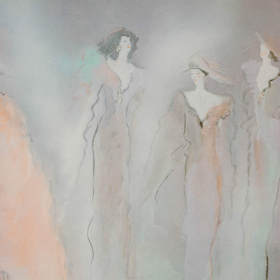 Framed Pastel Ladies Print Attributed to Rhoda Rise Phillips-3