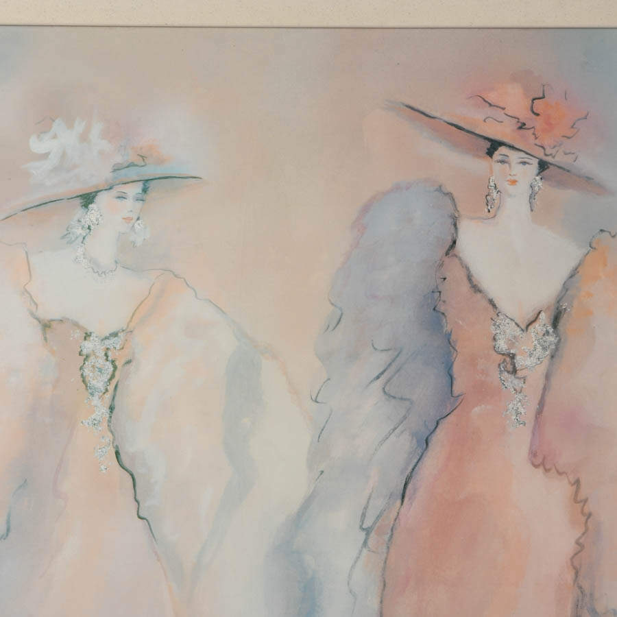 Framed Pastel Ladies Print Attributed to Rhoda Rise Phillips-2