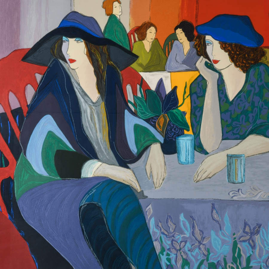 Framed Signed Patricia Govezensky Café Scene Artist's Proof-2