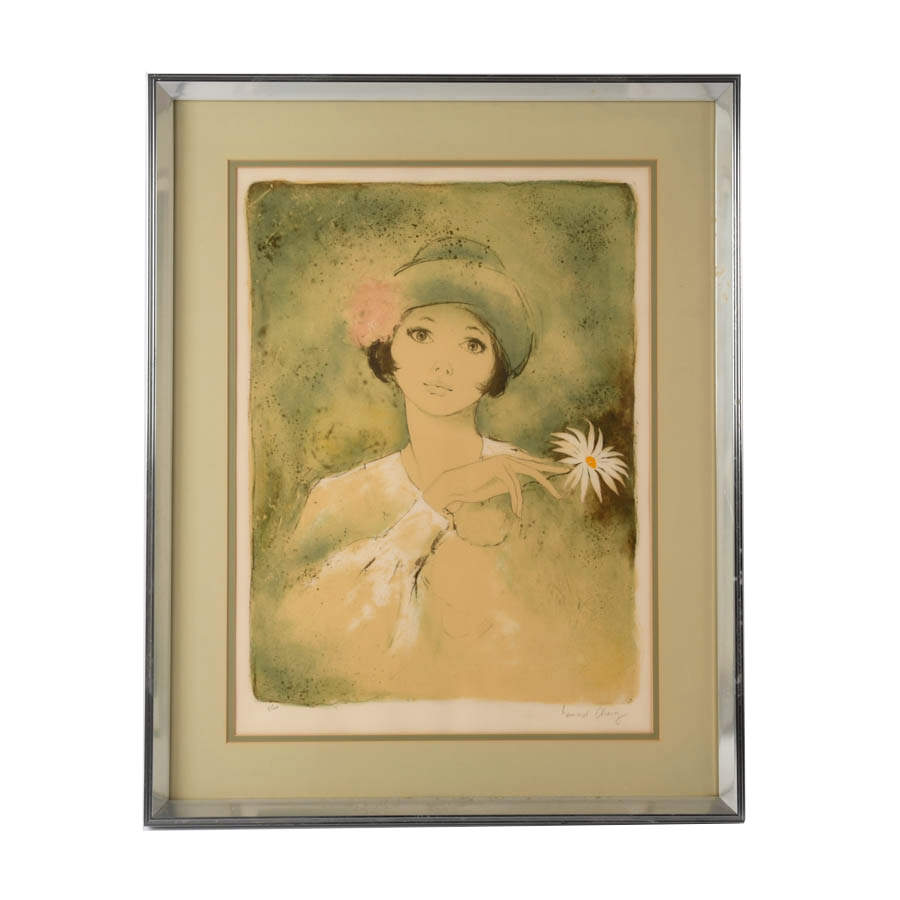 Framed Signed Lady with Hat Lithograph by Bernard Charoy-6
