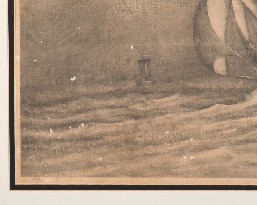 Framed Signed Henry Parker Boat and Lighthouse Print-5