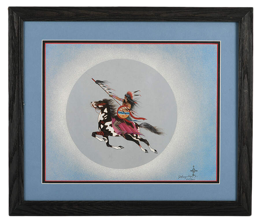 Framed Signed Johnny Tiger Jr. "Striking Back" Lithograph-1