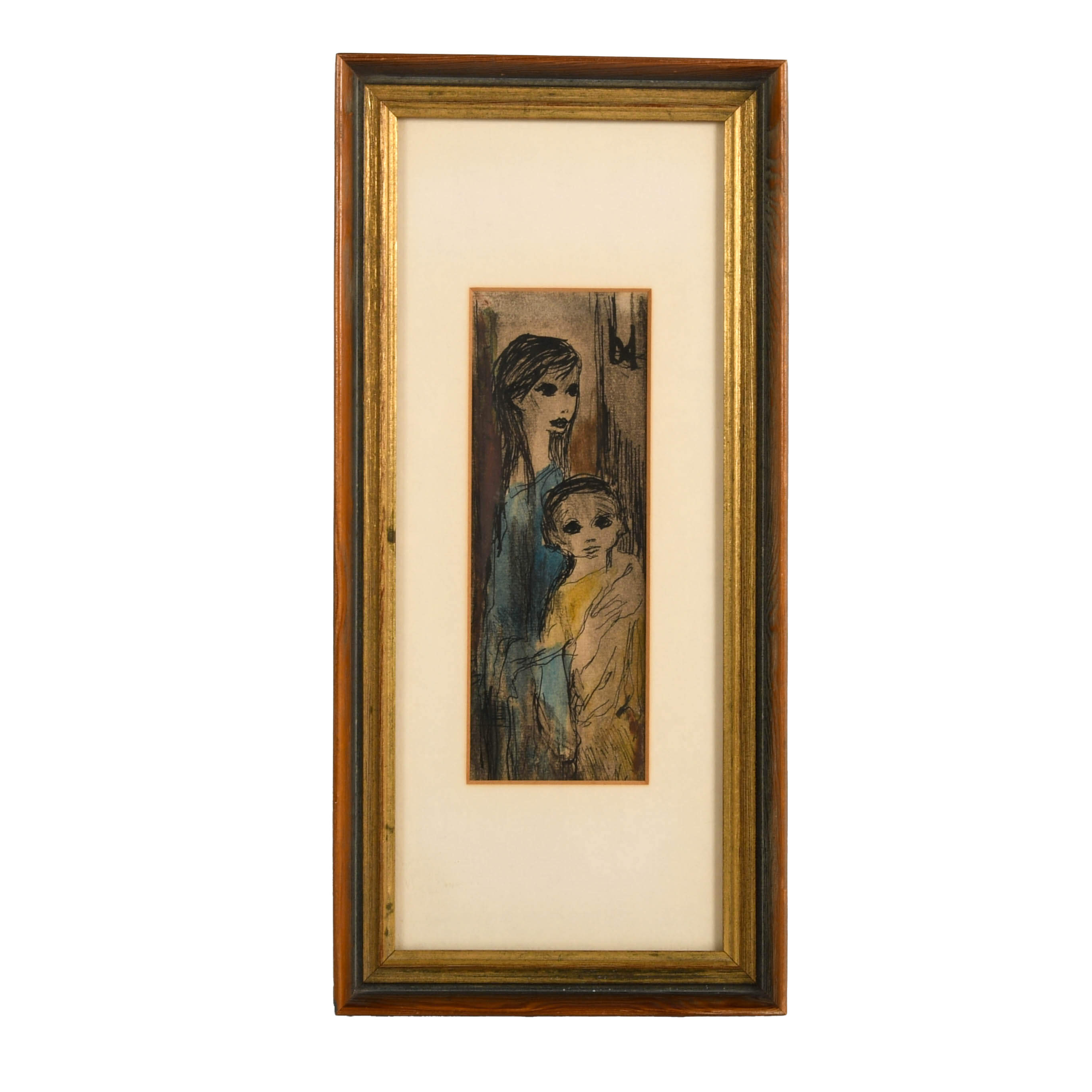 Framed Mother and Child Mixed Media Artwork-1