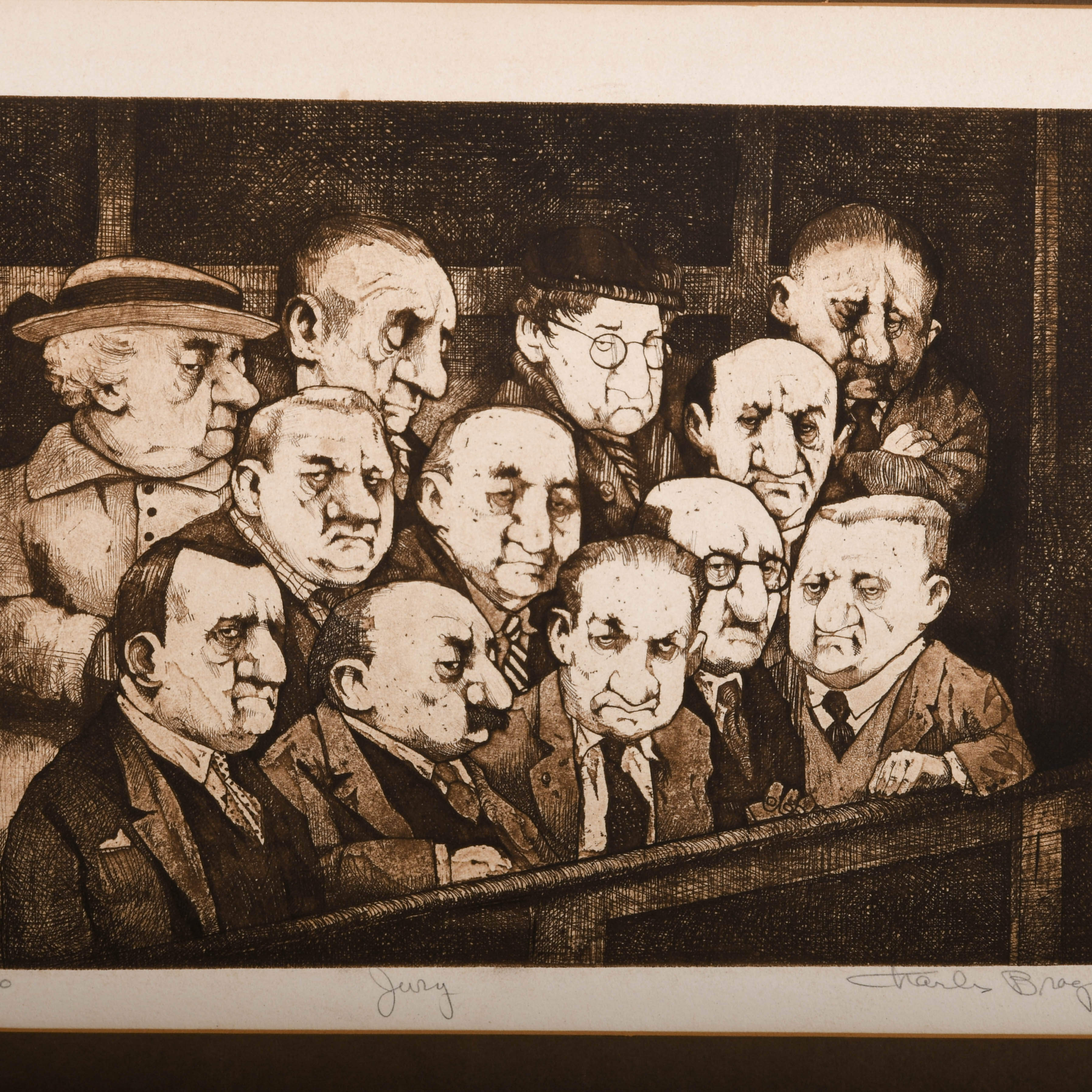 Signed Charles Bragg "Jury 1974" Limited-Edition 56/100 Lithograph-2