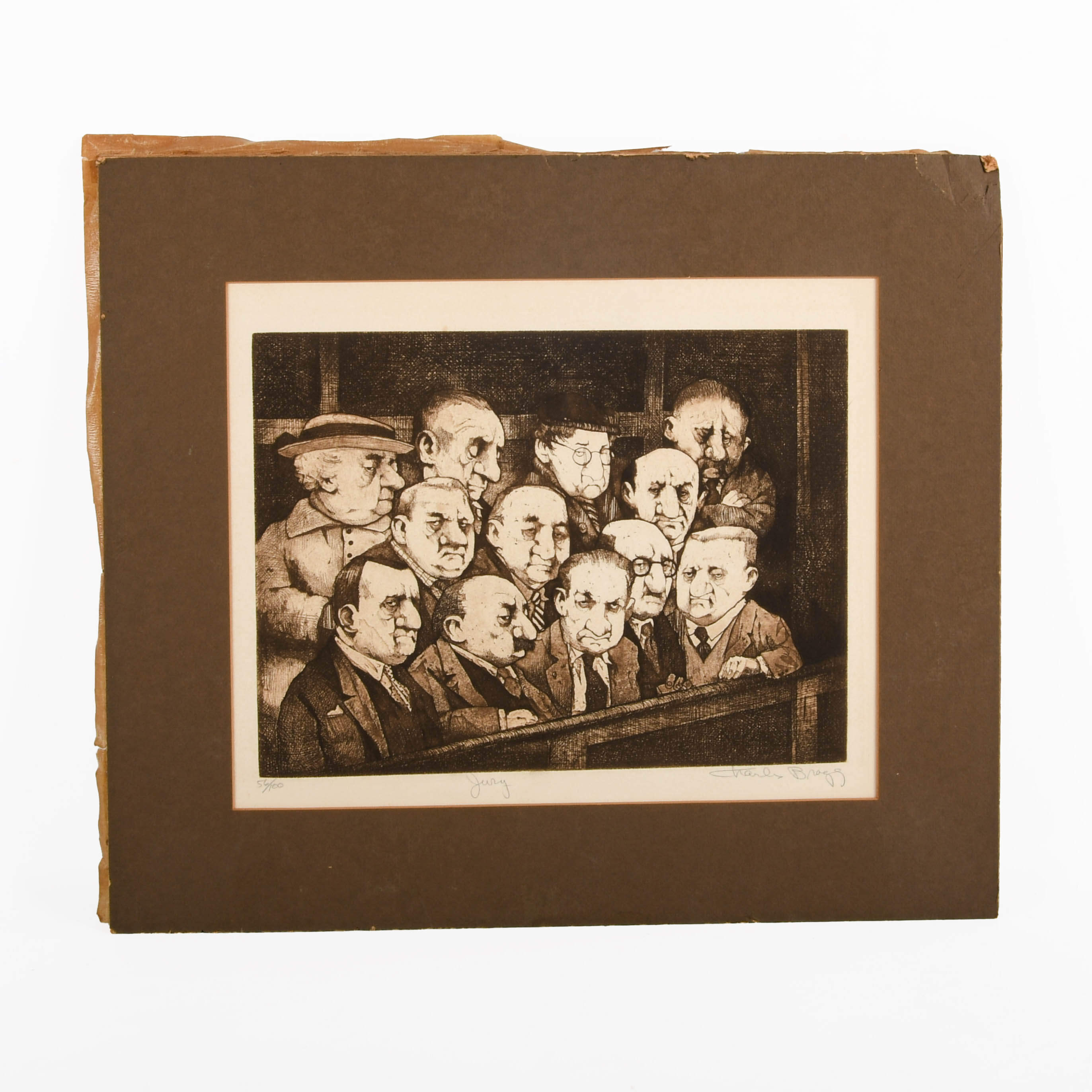 Signed Charles Bragg "Jury 1974" Limited-Edition 56/100 Lithograph-1