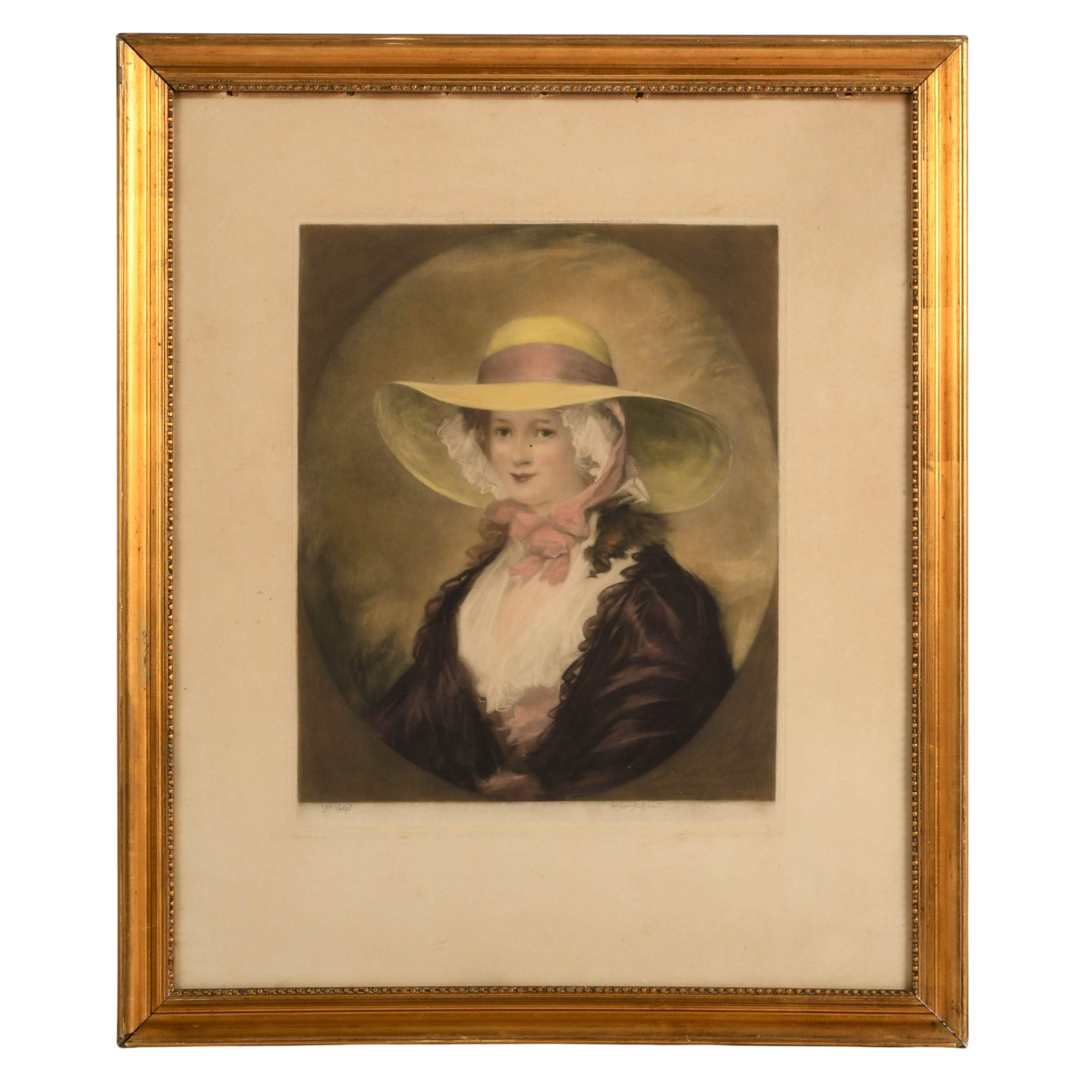 Framed "Miss Elizabeth Phelps" Mezzotint After Matthew William Peters-1
