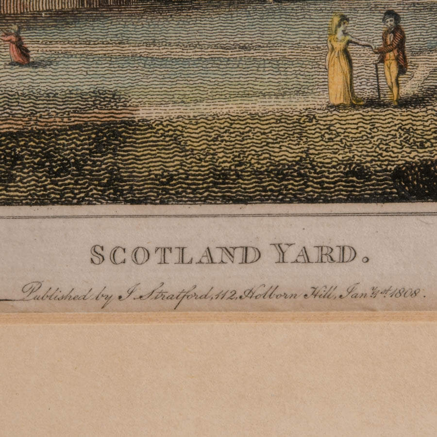 Antique Copper Engraving Hand-Colored "Scotland Yard"-4