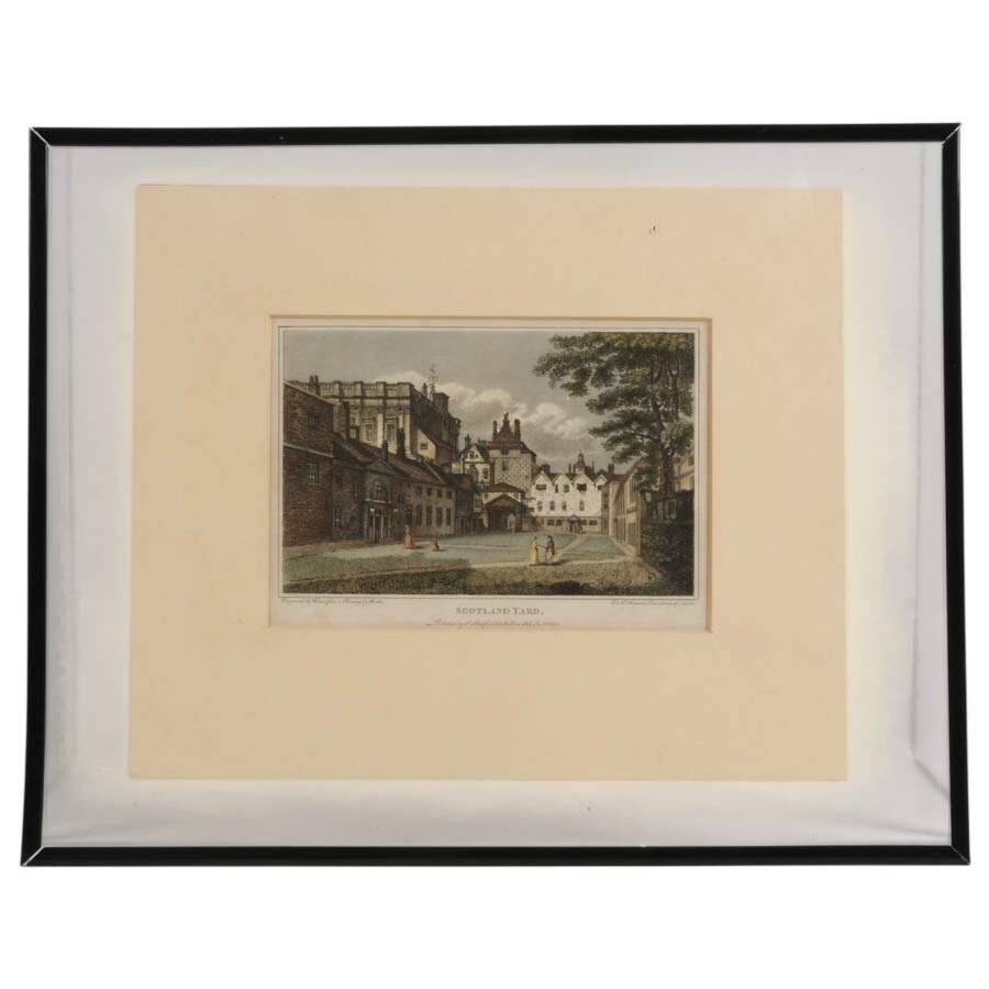Antique Copper Engraving Hand-Colored "Scotland Yard"-1