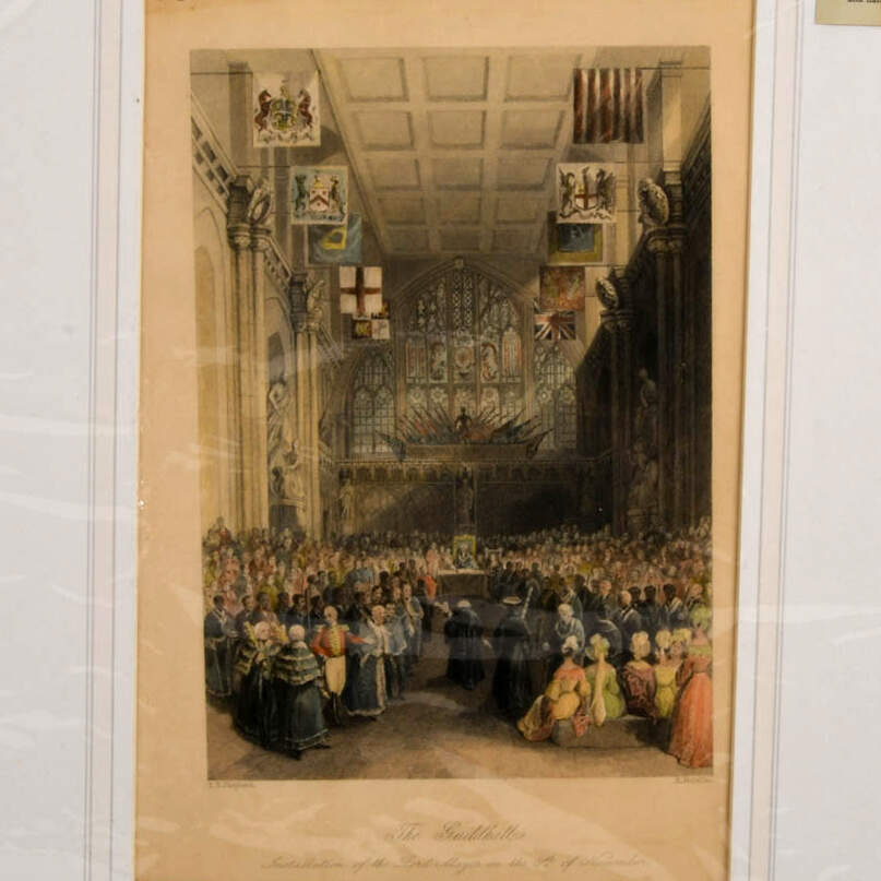 Antique Copper Engraving Hand-Colored "The Guildhall"-2