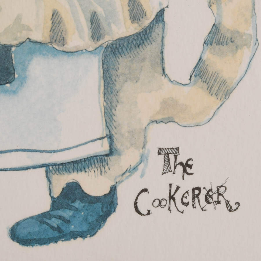 Framed Signed Don Nedobeck "The Cookerer" Watercolor Print with Dedication-3