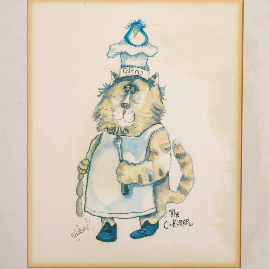 Framed Signed Don Nedobeck "The Cookerer" Watercolor Print with Dedication-2