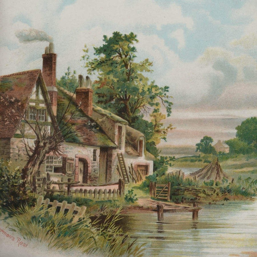 Pair of Framed Antique English Countryside Lithographs-6