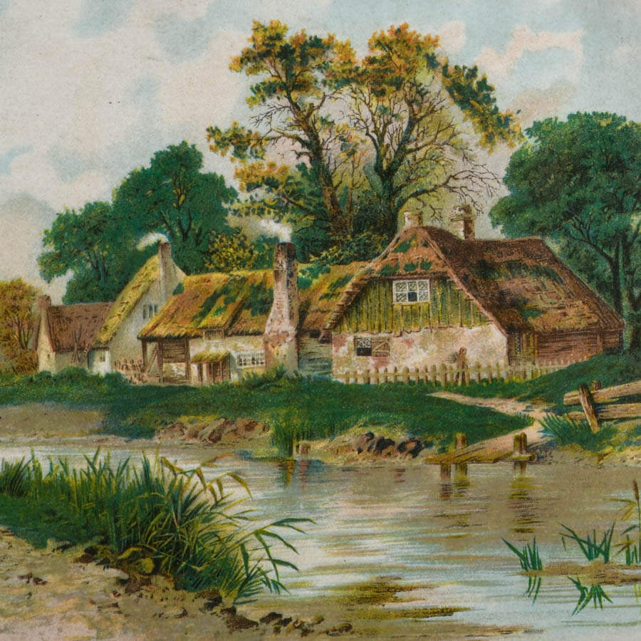 Pair of Framed Antique English Countryside Lithographs-3