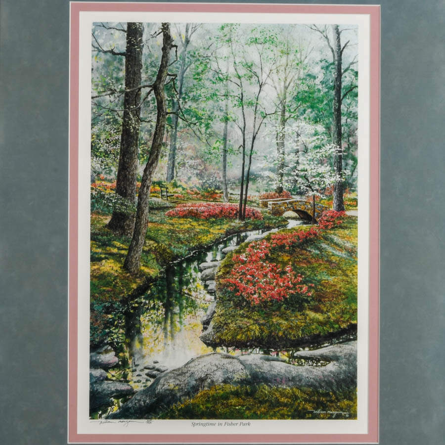 Framed Signed and Numbered William Mangum "Springtime in Fisher Park" Print-3