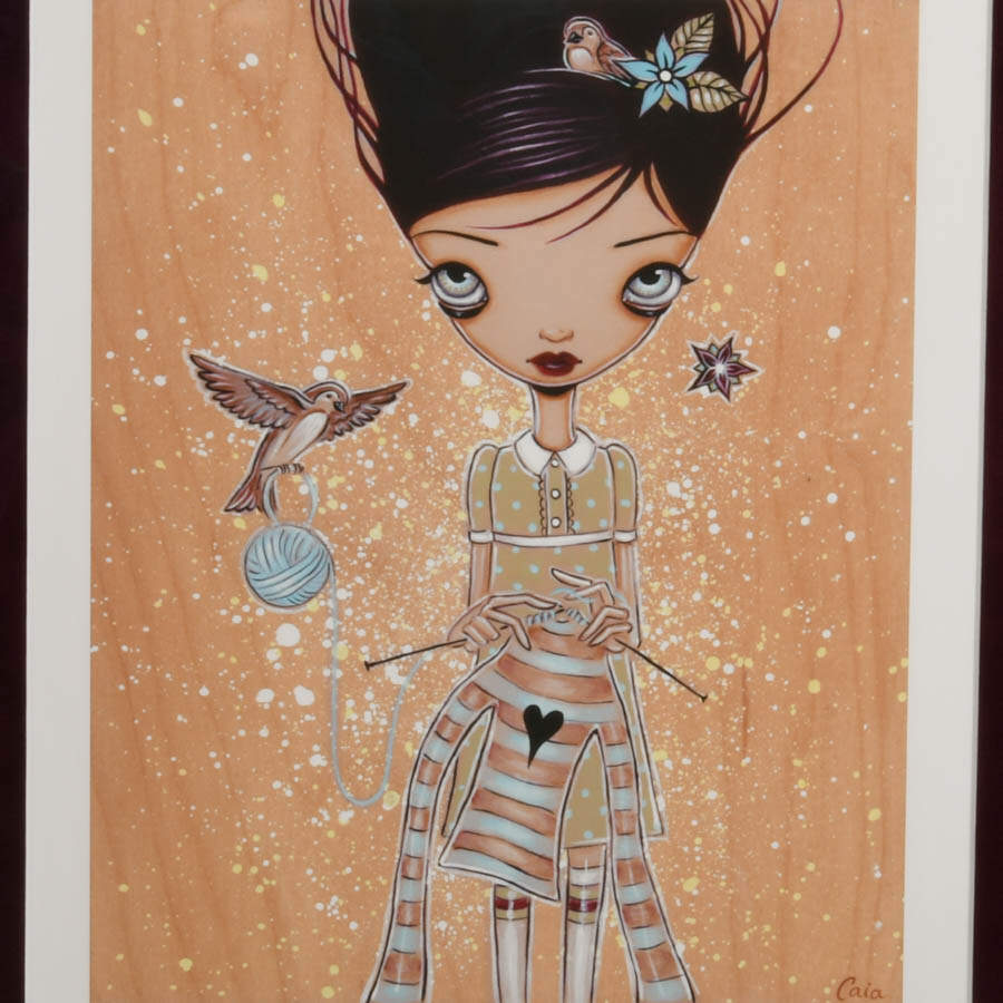 Framed "Knitting" Print Signed and Numbered 13/15 by Caia Koopman-2