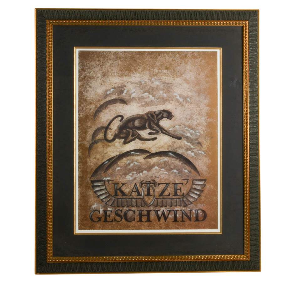 Framed "Fast Cat (KATZE GESCHWIND)" Print on Paper-1