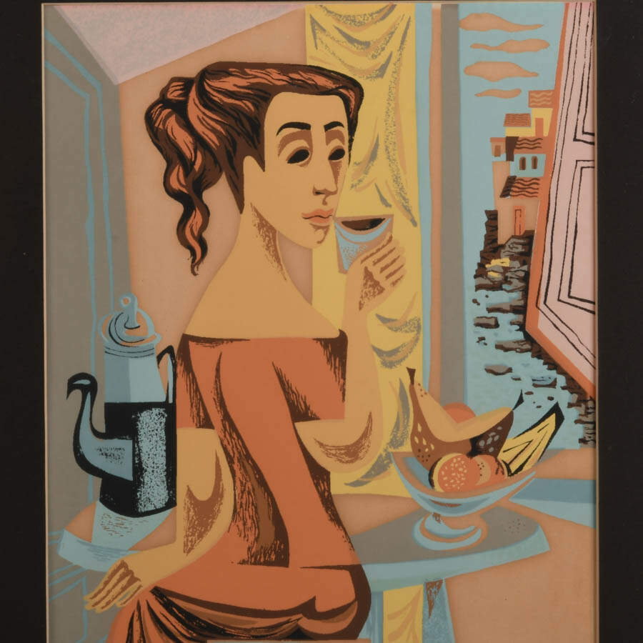 Framed "Midinette" Serigraph on Paper Signed by Howard Mandel-2