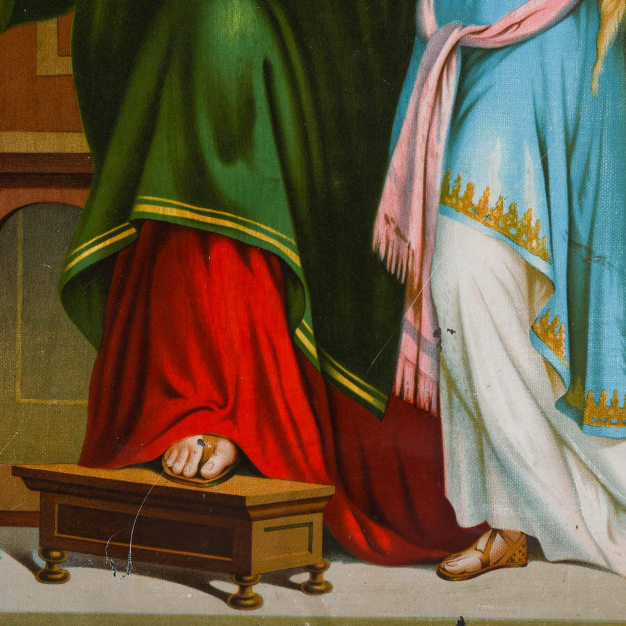 Antique Saint Anne Teaching the Virgin Mary Tin Print-3