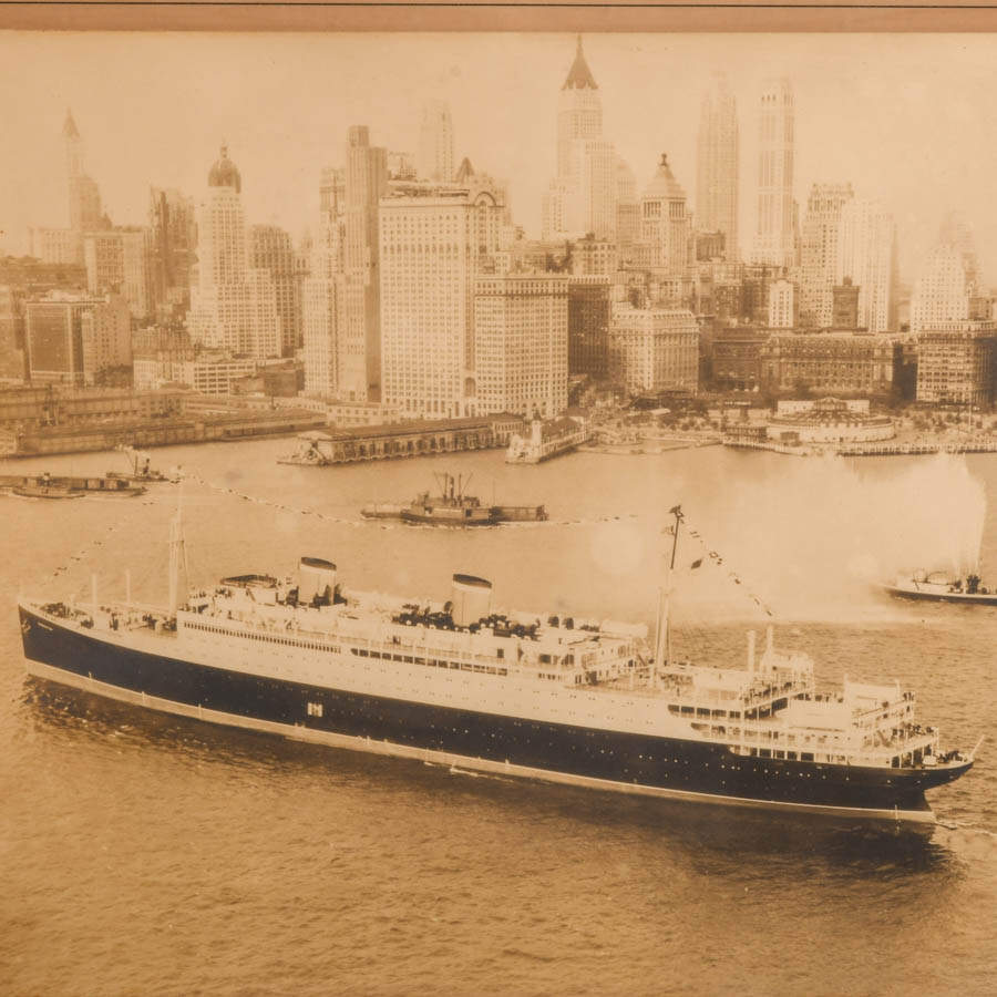 Framed "SS Manhattan" Gelatin Silver Print by Fairchild Aerial Surveys-2