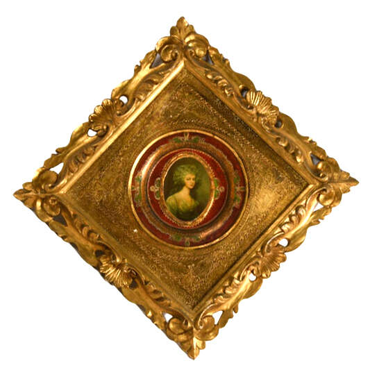 Framed Florentine Giltwood Lithograph Gesso on Wood Wall Plaque-1
