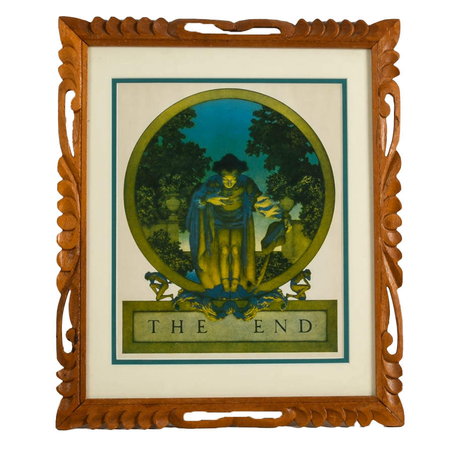 "The End" Print on Paper After Maxfield Parrish in Carved Wood Frame-1