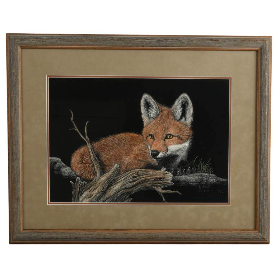 "Foxy Lady" Scratchboard Print Signed and Numbered 76/400 by Deborah Liszt-1