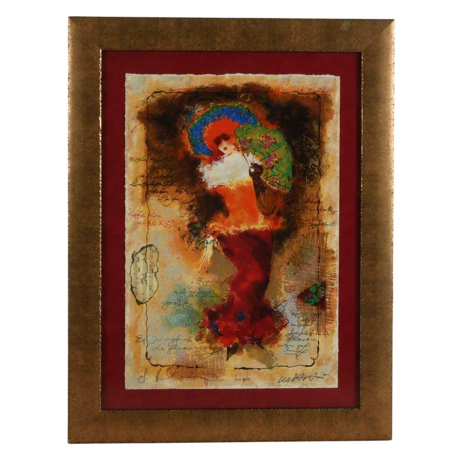 Framed Signed "Lady with Red Hat" Printer's Proof Serigraph-1