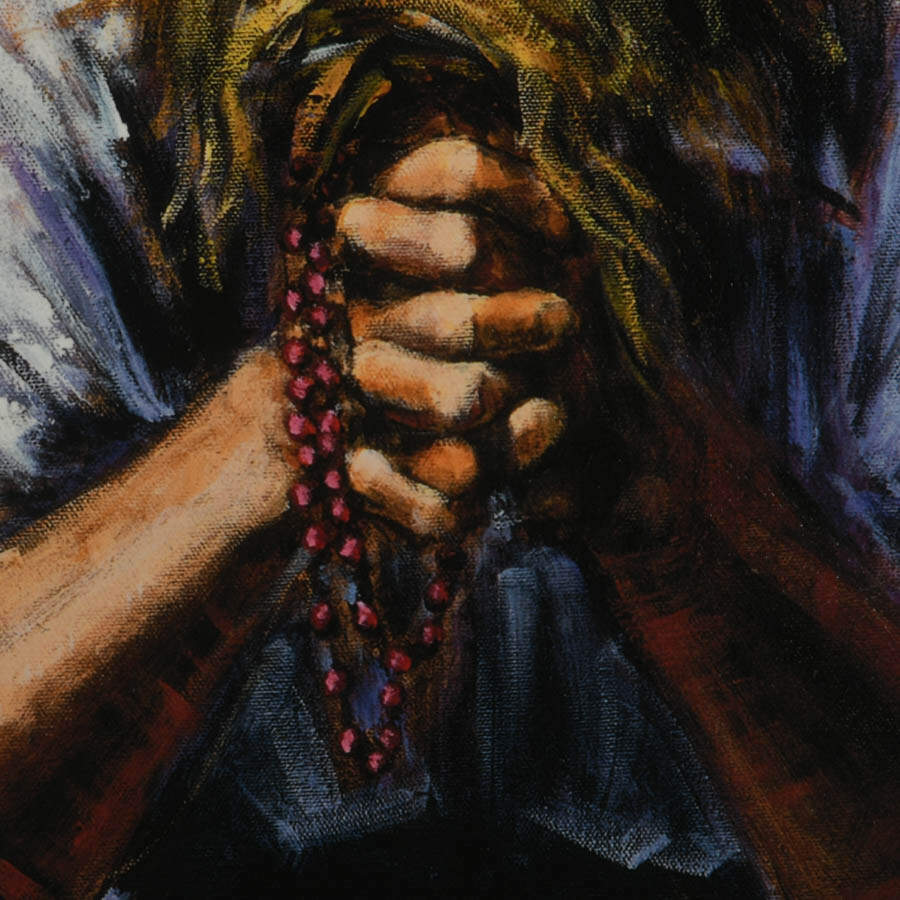 Framed Signed Fabian Perez "El Reso" Giclée on Canvas Numbered with COA-3