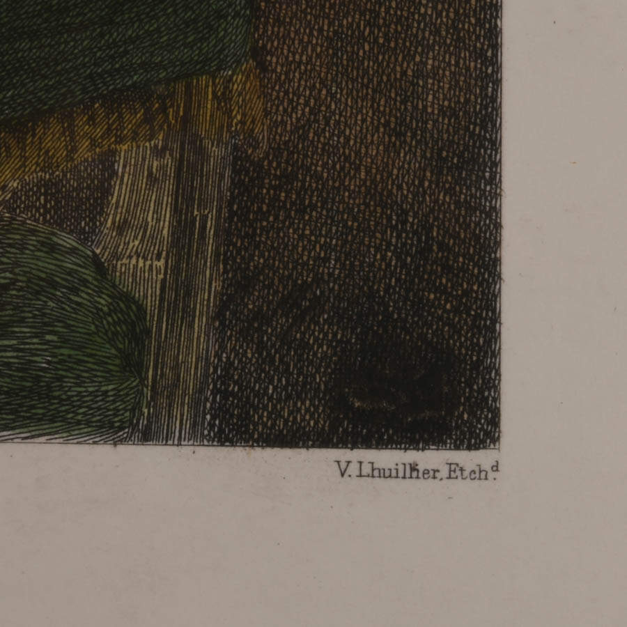 Framed "His Legal Adviser" Hand-Colored Engraving on Paper-5