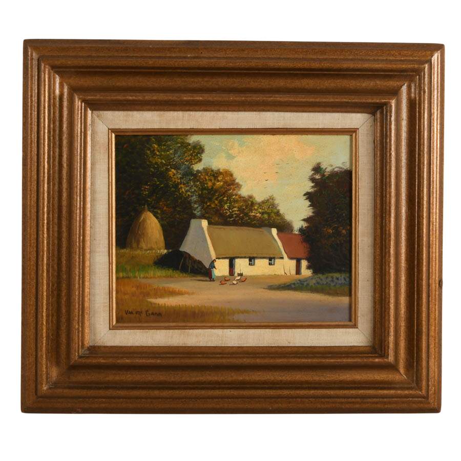 Framed Irish Landscape Oil on Board Signed by Thomas "Val" McGann-1