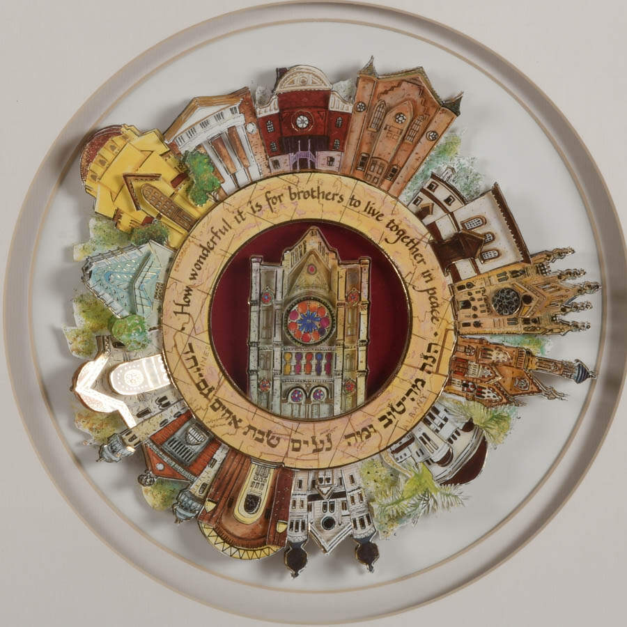 Judaic "Historical Synagogues of the USA" 3D Decoupage by Nolan Anderson-2