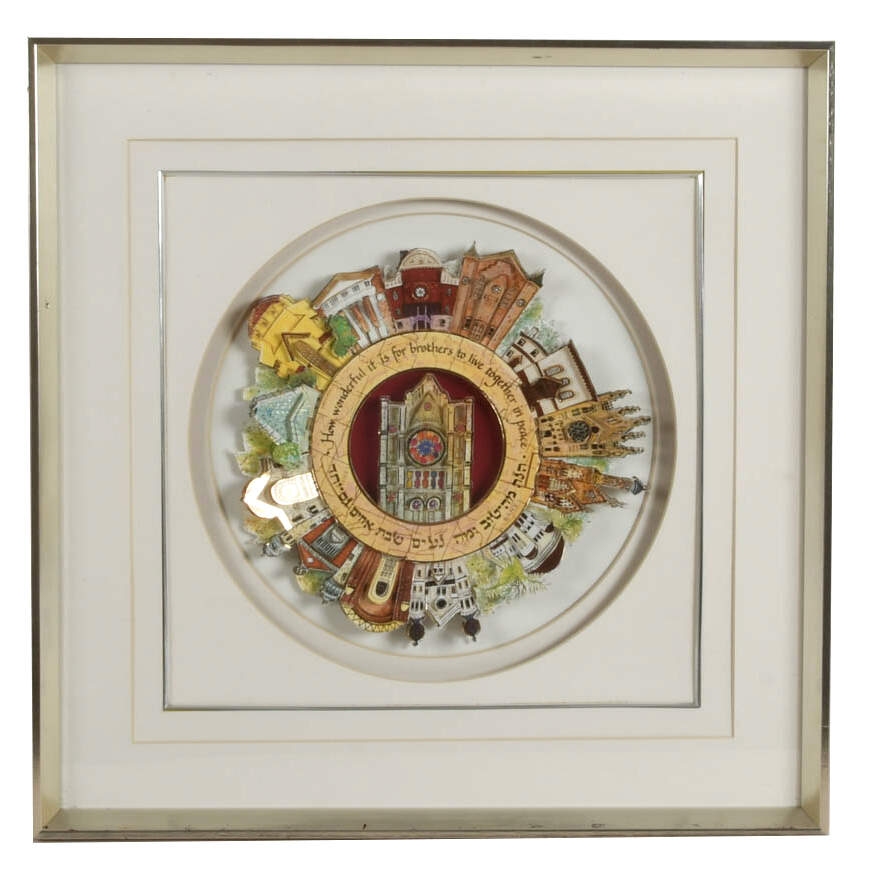 Judaic "Historical Synagogues of the USA" 3D Decoupage by Nolan Anderson-1