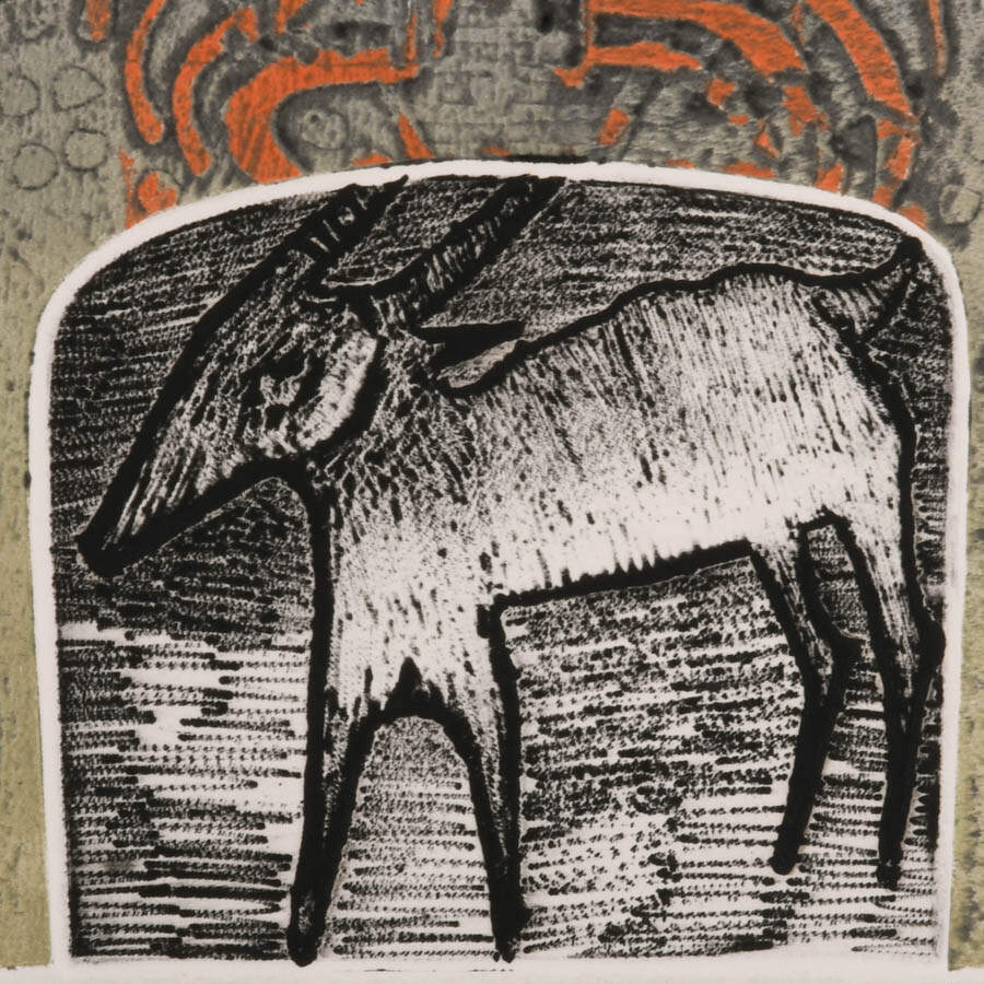 "Goat" Aquatint Etching on Paper Signed & Numbered 38/99 by Arun Bose-3