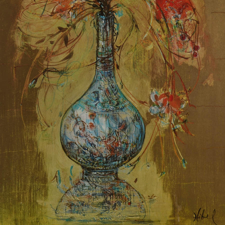 Framed "The Blue Vase" Numbered Lithograph Print by Edna Hibel-3