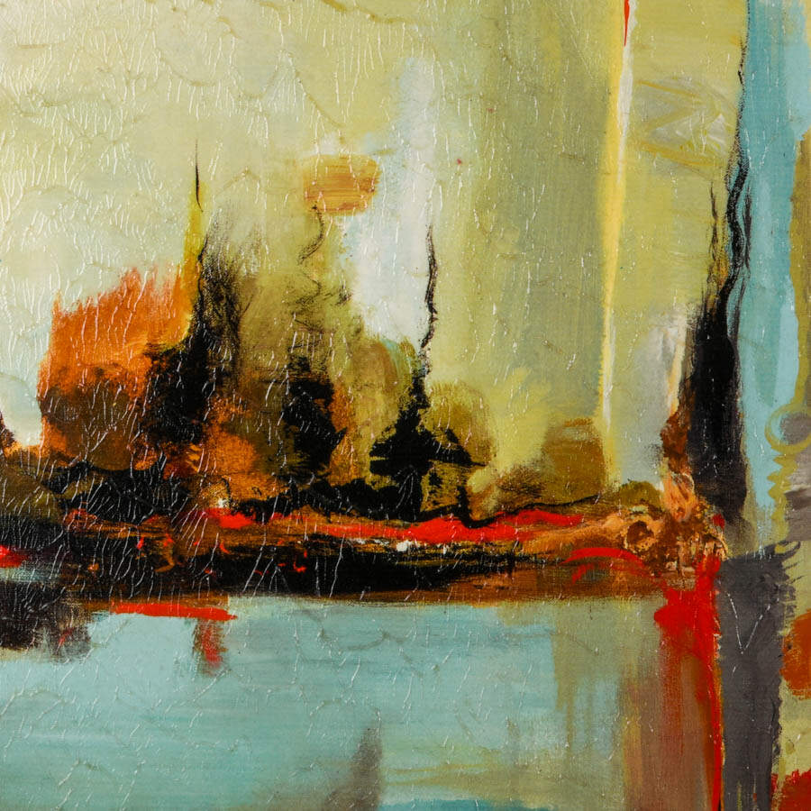 Modern Abstract Cityscape Gel-Embellished Giclée Print on Canvas-2