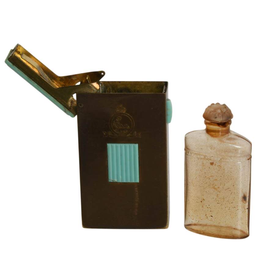 Art Deco Coty Brass and Bakelite Perfume Bottle Case-7
