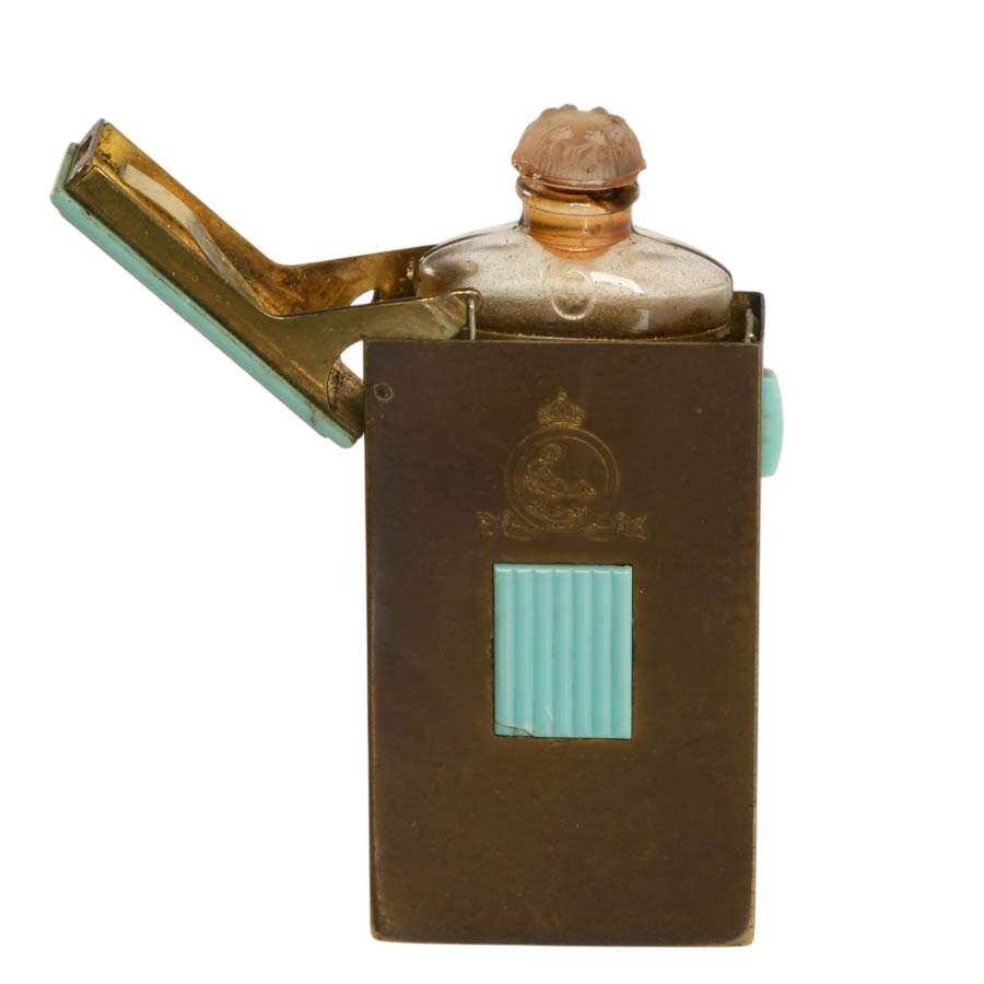 Art Deco Coty Brass and Bakelite Perfume Bottle Case-6