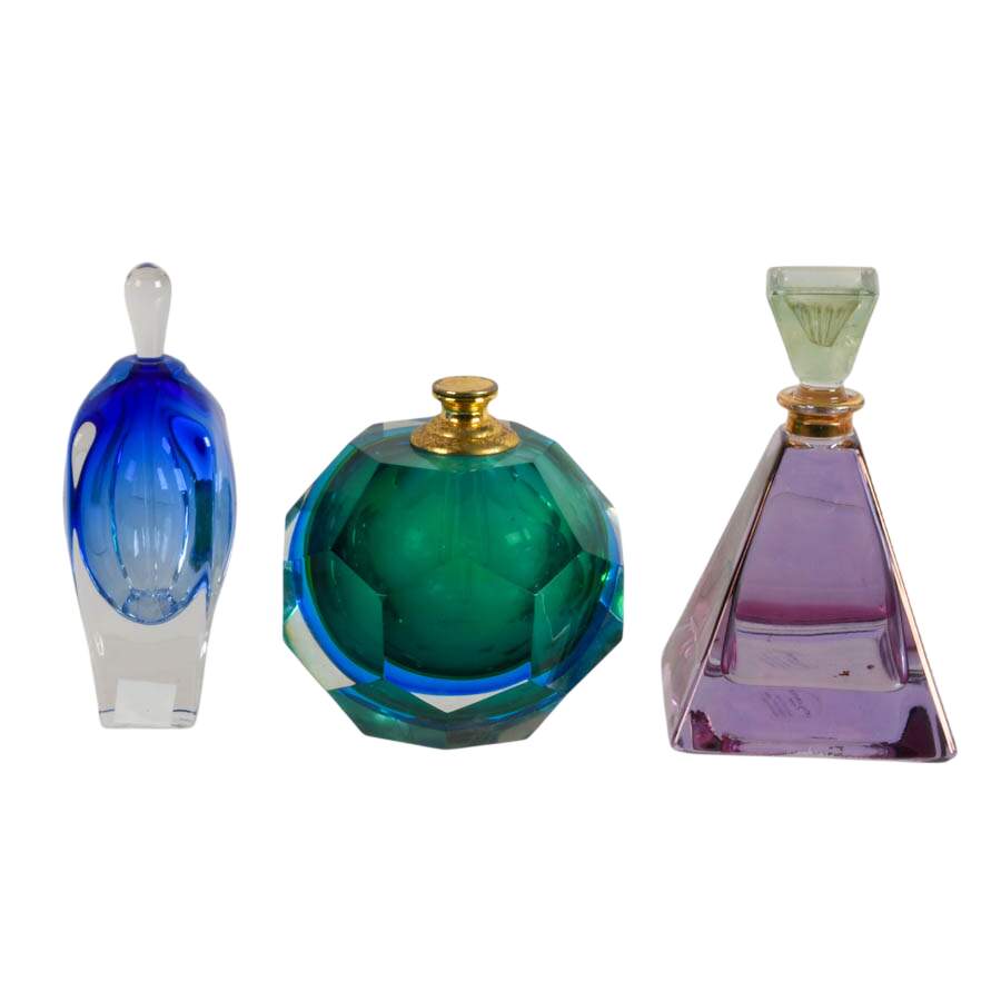 Trio of Colorful Crystal Perfume Bottles-1