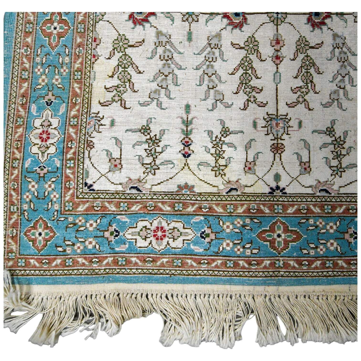 Turkish Ada Handicraft Center Hand-Knotted Mercerized Cotton Runner Rug-8