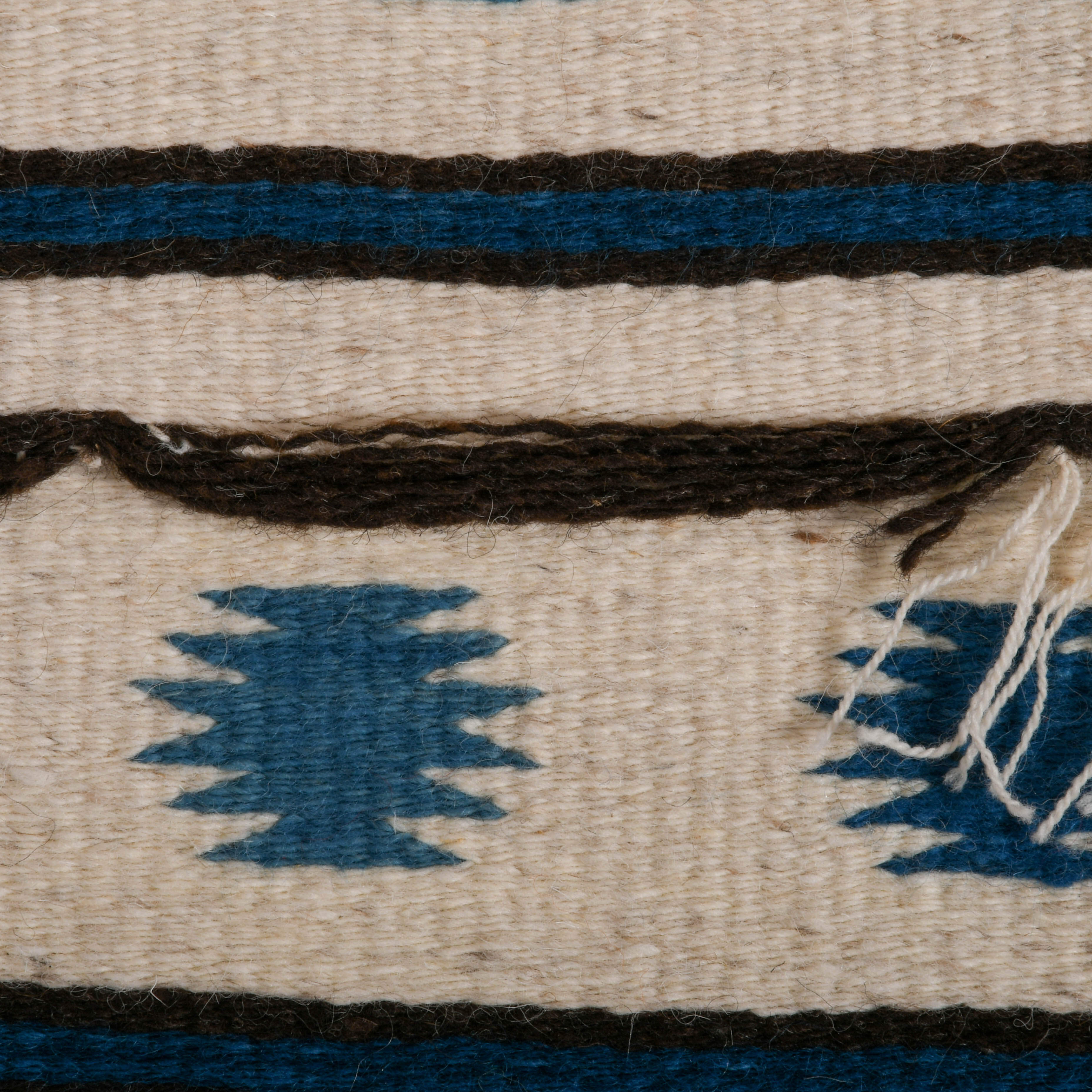 Hand-woven Navajo Blue and White Wool Star Rug-2
