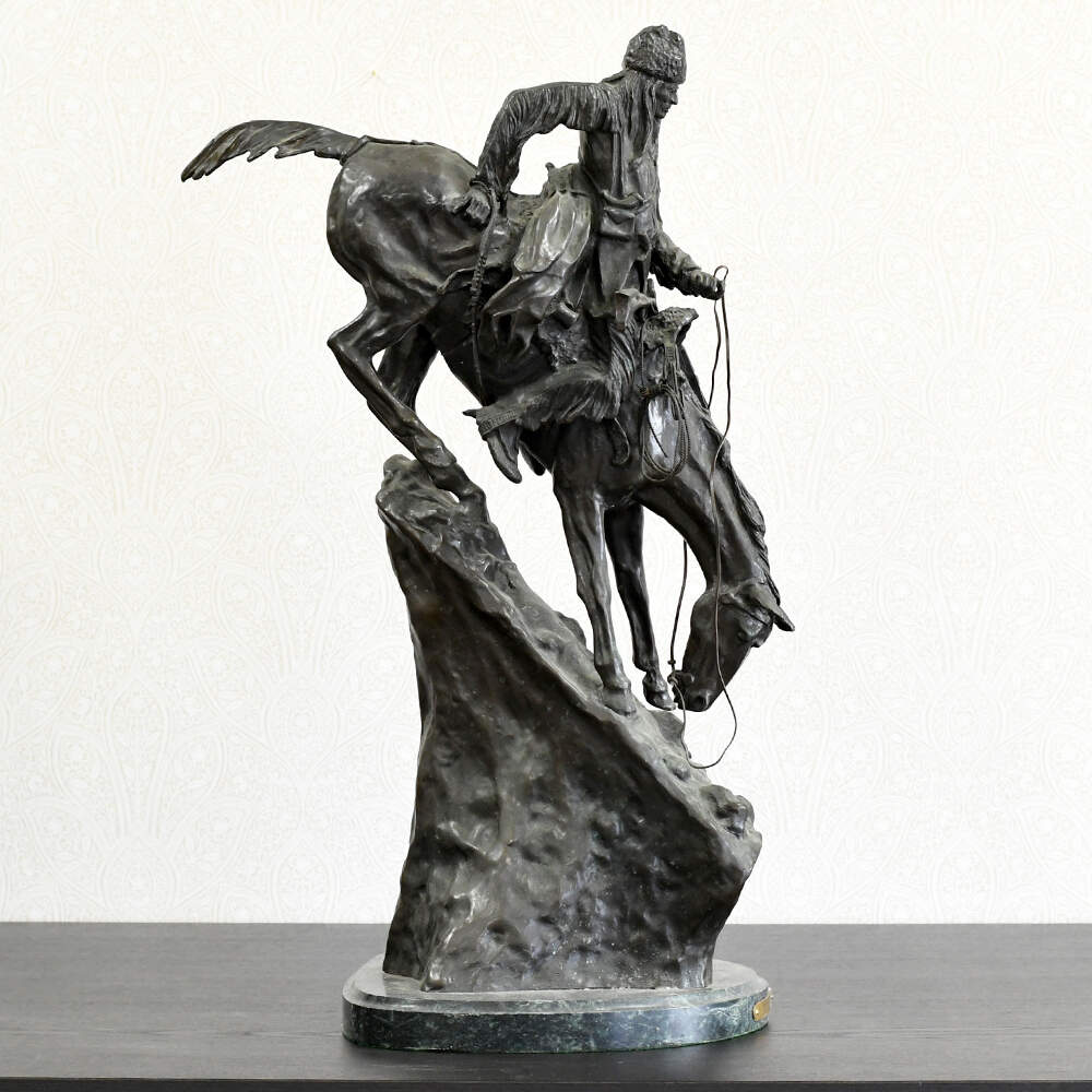 Bronze Mountain Man Sculpture After Frederic Remington-5